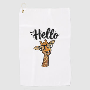 Hello Giraffe Vintage Engraving Cute Animal Shirt_ Golf Towel
