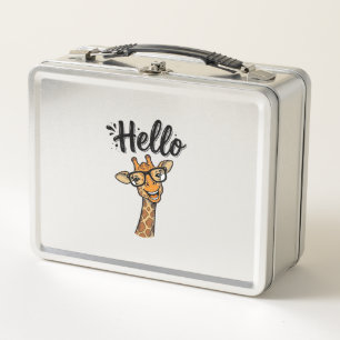 Hello Giraffe Vintage Engraving Cute Animal Shirt_ Metal Lunch Box