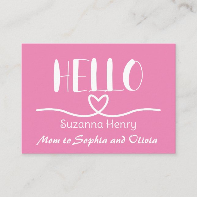 Hello Girl Mum Contact Card Mummy Calling Card (Front)