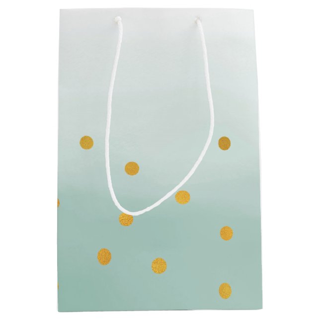 Hello Gold Mint Confetti Ombre Medium Gift Bag (Front)
