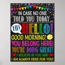 Hello Good Morning Motivational Classroom Poster