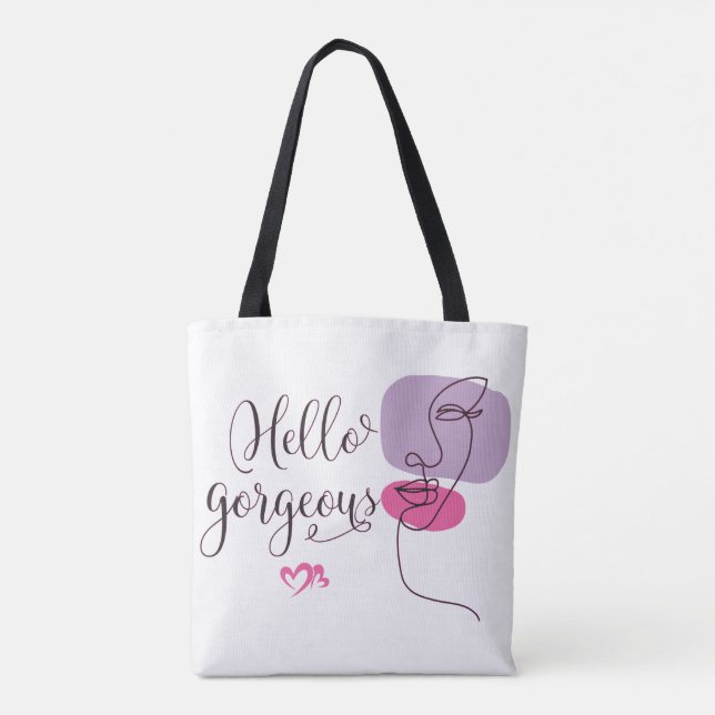Hello Gorgeous Face illustration Tote Bag (Back)