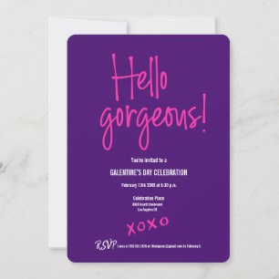Hello gorgeous Galentine's Day XOXO Purple ladies Invitation