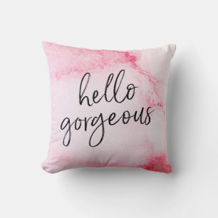 hello gorgeous hand-lettered watercolour pillow