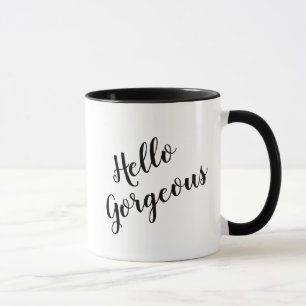 Hello Gorgeous handletter typography coffee mug