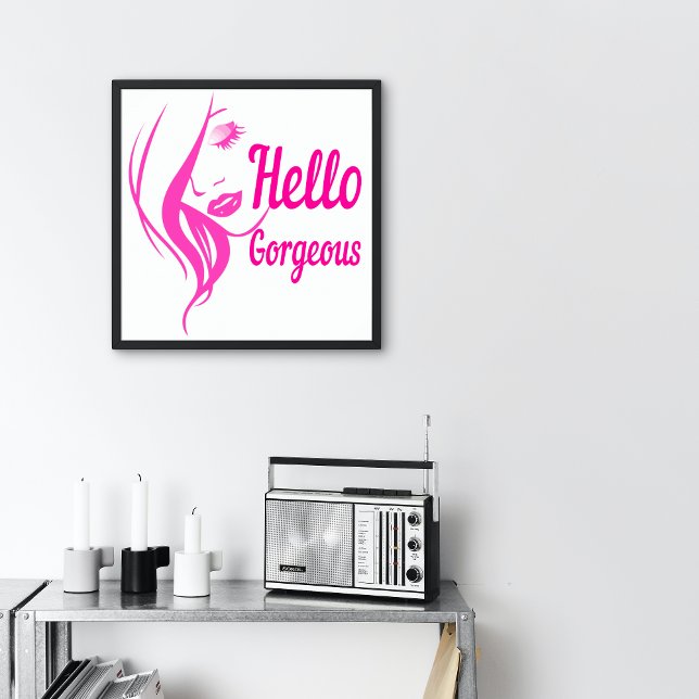 Hello Gorgeous Lady Face Drawing Typography Small Poster (Creator Uploaded)
