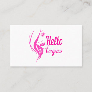 Hello Gorgeous Lovely Lady Face Drawing Typography Business Card