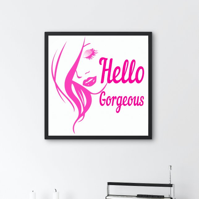 Hello Gorgeous Lovely Lady Face Drawing Typography Poster (Creator Uploaded)
