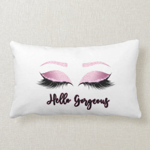 Hello Gorgeous Lumbar pillow in pink accents