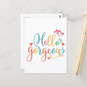 Hello Gorgeous Multi colour  Postcard
