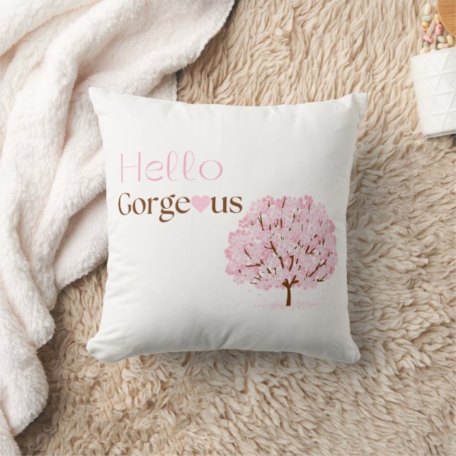 Hello Gorgeous Pink Cherry Tree Scatter Cushion (Blanket)