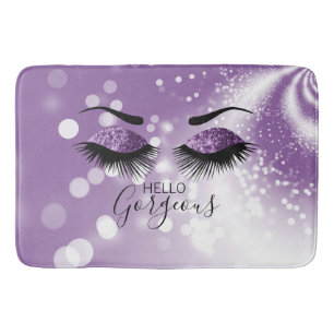 Hello Gorgeous Purple Glitter Eyes  Bath Mat