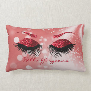 Hello Gorgeous - Red Eyelash and Brows Lumbar Cushion