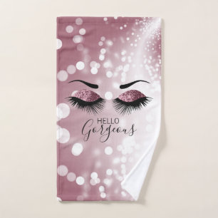 Hello Gorgeous Rose Glitter Eyes  Bath Towel Set