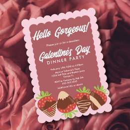 Hello Gorgeous Strawberries Galentine's Day Invitation
