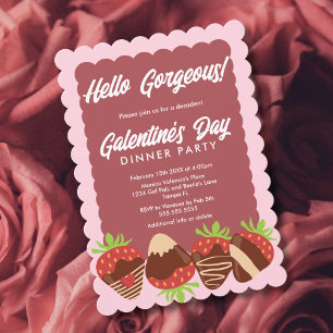 Hello Gorgeous Strawberries Galentine's Day Invitation