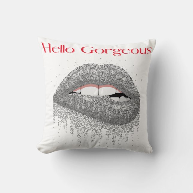 Hello Gorgeous Throw Pillow (Front)