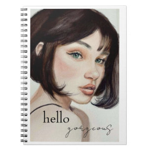 Hello Gorgeous watercolor Girl Notebook