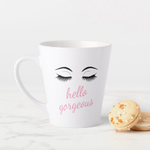 Hello Gorgeous with Pretty Eyelashes Glamorous Latte Mug
