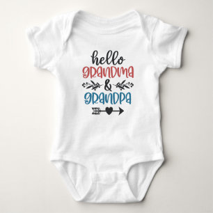 Hello Grandma and Grandpa Pregnancy Announcement Baby Bodysuit