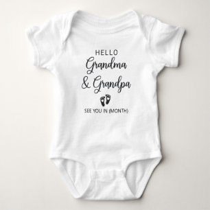 Hello Grandma and Grandpa Pregnancy Reveal Baby Bodysuit