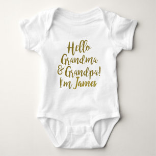 Hello Grandma & Grandpa, I'm 'baby name'   Chic Baby Bodysuit