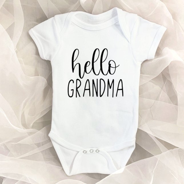 Hello Grandma Pregnancy Announcement Grandmother Baby Bodysuit (Creator Uploaded)