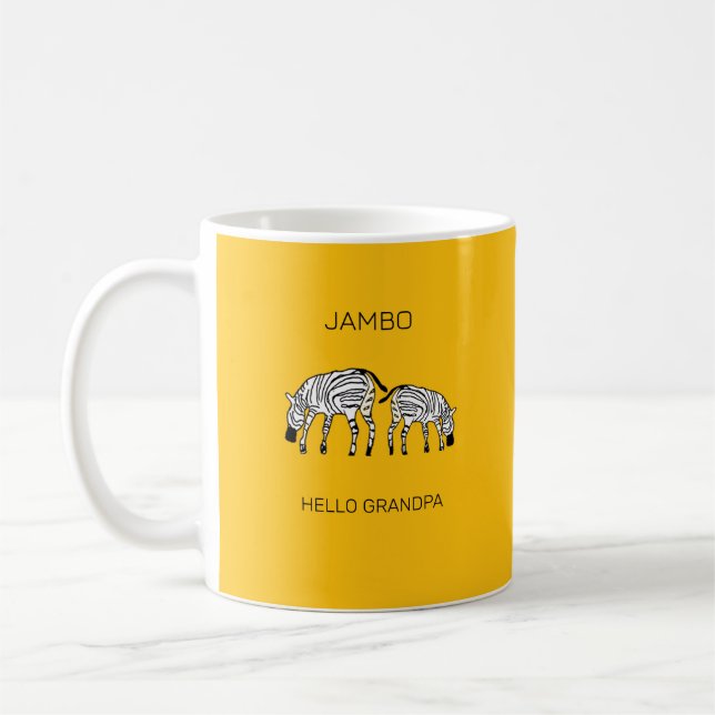 Hello Grandpa Cute Kenyan Zebras  Coffee Mug (Left)