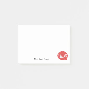 Hello Greeting Red Bubble Custom Text Name Post-it Notes