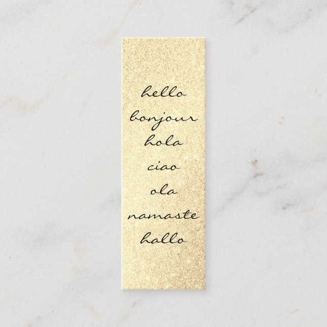 Hello Greetings Gold Glitter Mini Business Card (Front)