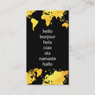 Hello Greetings Map of The World Business Card