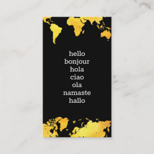 Hello Greetings Map of The World Linguistics Business Card