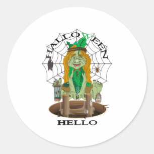 Hello Halloween       Classic Round Sticker