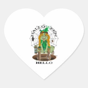 Hello Halloween       Heart Sticker