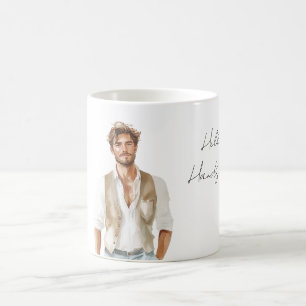 Hello Handsome Man White Shirt Cream Vest Coffee Mug