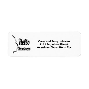 Hello Handsome Profile Face Drawing Typography Return Address Label