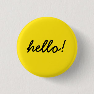 hello happy design 3 cm round badge