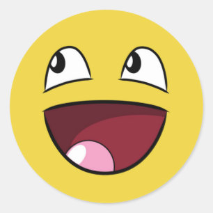 hello happy face classic round sticker