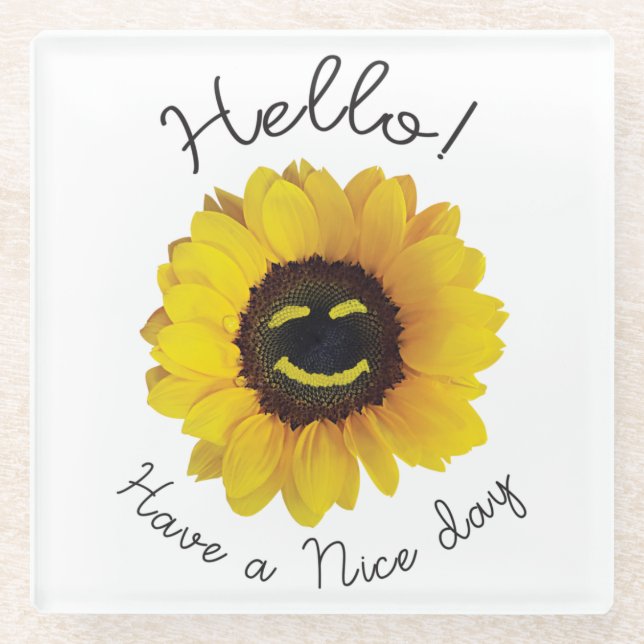 Hello ! Have a nice day Glass Coaster (Front)