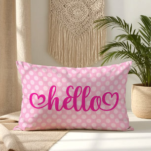 Hello Hearts Light Pink Polka Dot Lumbar Cushion