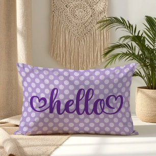 Hello Hearts Pale Purple Polka Dot Lumbar Cushion