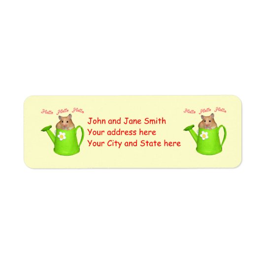 Hello hello hamster return address label