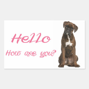 Hello / Hi Boxer Puppy Dog Greeting Sticker