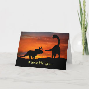 Hello Hi Cute Dinosaurs Funny Thinking of You Holiday Card