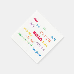 Hello Hi Many Languages Colourful Napkin