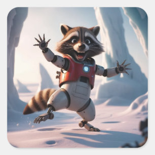 Hello,Hi Raccon Square Sticker