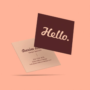 Hello Hi Red & Pink Casual Typography Script  Square Business Card