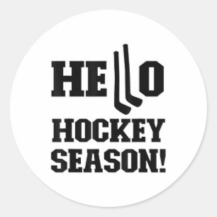 Hello Hockey Season Double Hockey Sticks Ice Hocke Classic Round Sticker