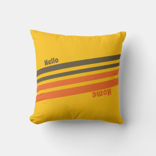 Hello Home Retro Stripes Yellow Brown Red Cushion