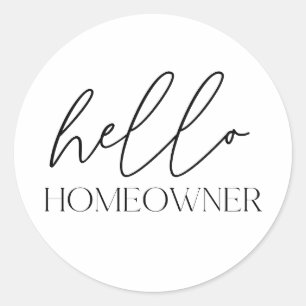 Hello Homeowner Real Estate Classic Round Sticker